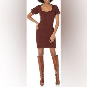 French Connection Babsoft Puff Dress. Knit, Womens M, Bitter Chocolate NWT
